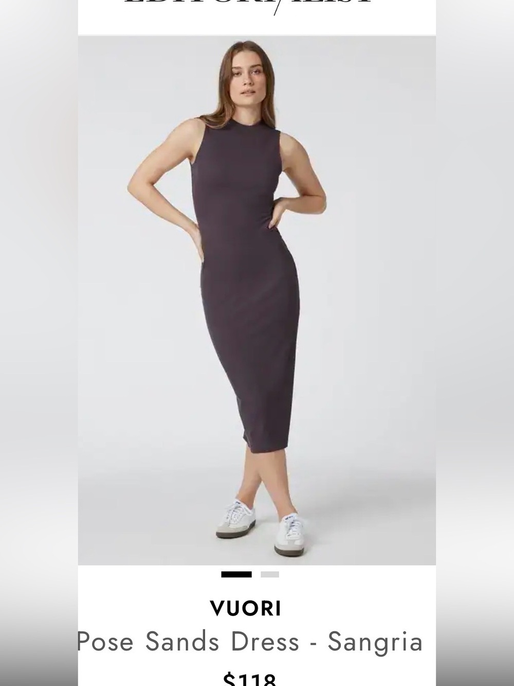 Vuori Pose Sands Midi Tank Dress Sz Large Sangria